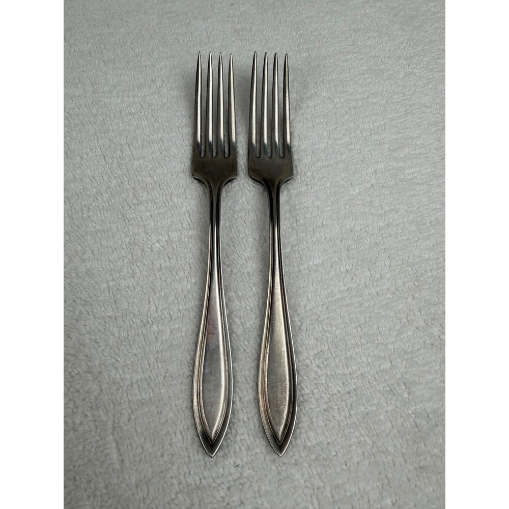 Antique 1919 Universal Silver Co Plated Dinner Forks Set of 2 Saybrooke pattern